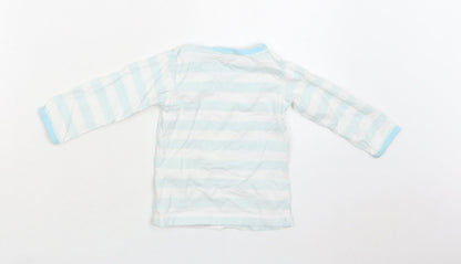 Little Rufus Baby Green Striped Cotton Basic T-Shirt Size 9-12 Months Crew Neck