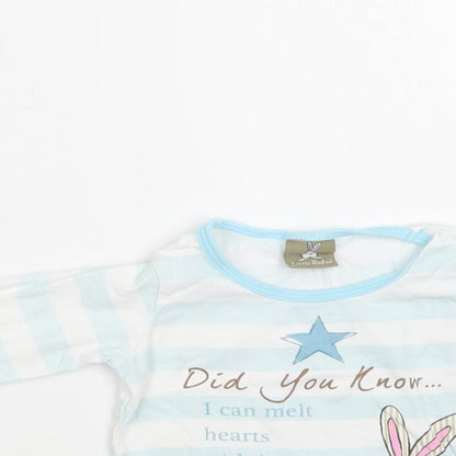 Little Rufus Baby Green Striped Cotton Basic T-Shirt Size 9-12 Months Crew Neck