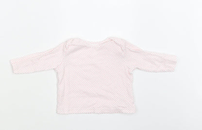 M&S Baby White Polka Dot Cotton Basic Blouse Size 6-9 Months Crew Neck