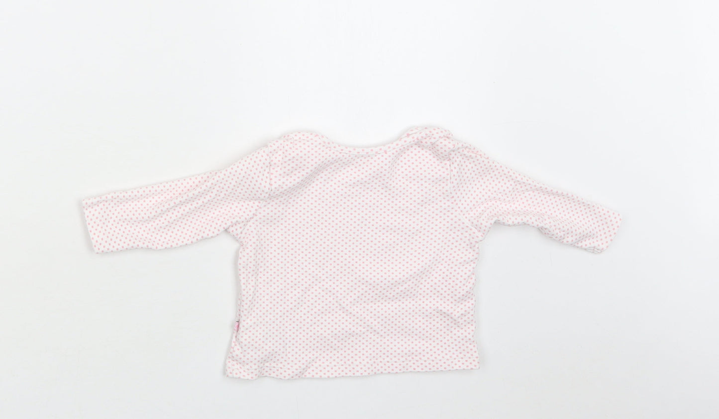 M&S Baby White Polka Dot Cotton Basic Blouse Size 6-9 Months Crew Neck