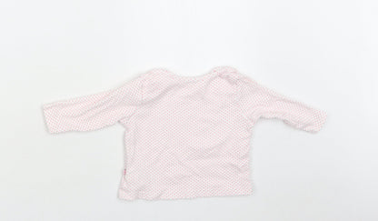 M&S Baby White Polka Dot Cotton Basic Blouse Size 6-9 Months Crew Neck