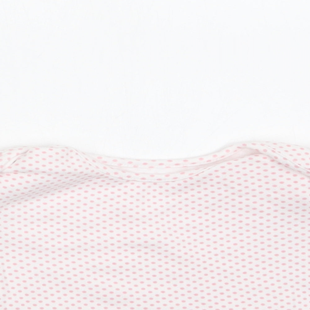 M&S Baby White Polka Dot Cotton Basic Blouse Size 6-9 Months Crew Neck