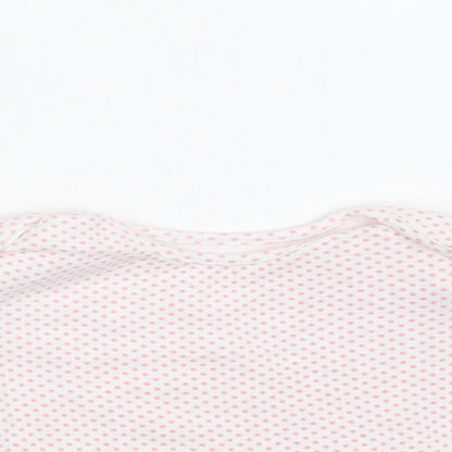M&S Baby White Polka Dot Cotton Basic Blouse Size 6-9 Months Crew Neck