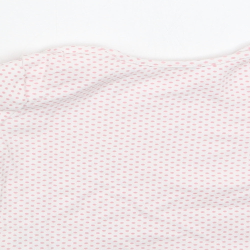 M&S Baby White Polka Dot Cotton Basic Blouse Size 6-9 Months Crew Neck