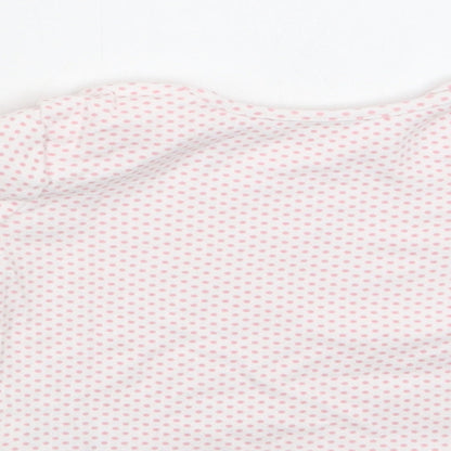 M&S Baby White Polka Dot Cotton Basic Blouse Size 6-9 Months Crew Neck