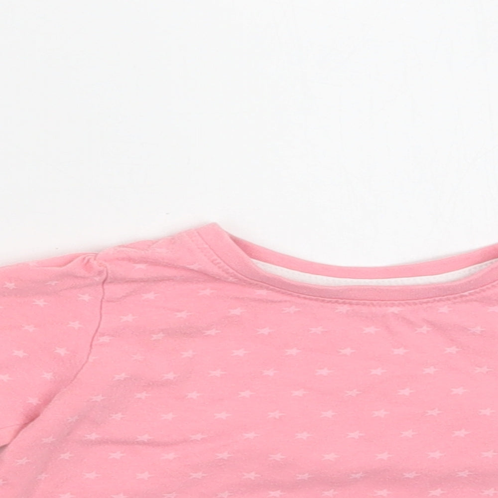 Primark Baby Pink Geometric Cotton Basic T-Shirt Size 9-12 Months Crew Neck  - Star Print