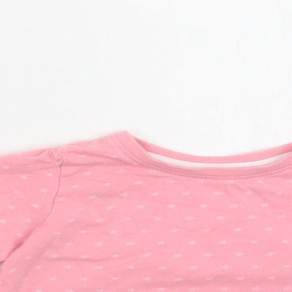 Primark Baby Pink Geometric Cotton Basic T-Shirt Size 9-12 Months Crew Neck  - Star Print