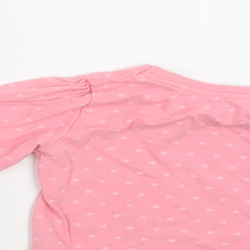 Primark Baby Pink Geometric Cotton Basic T-Shirt Size 9-12 Months Crew Neck  - Star Print