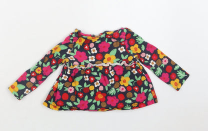 TU Baby Multicoloured Floral Cotton Basic Blouse Size 9-12 Months Crew Neck