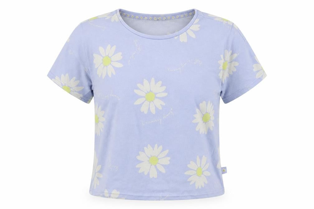 Front view of George women’s blue floral polyester top pyjama top, size UK 10