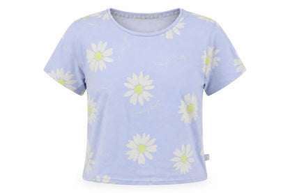 Front view of George women’s blue floral polyester top pyjama top, size UK 10