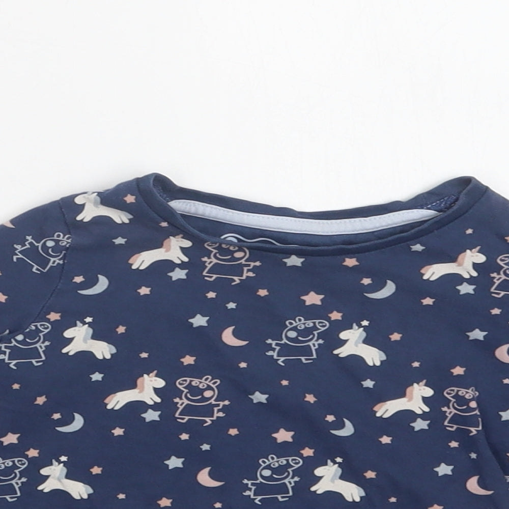 M&S Baby Blue Geometric Cotton Basic Blouse Size 18-24 Months Crew Neck  - Peppa Pig