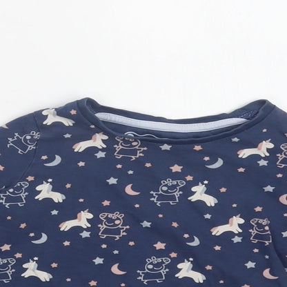 M&S Baby Blue Geometric Cotton Basic Blouse Size 18-24 Months Crew Neck  - Peppa Pig
