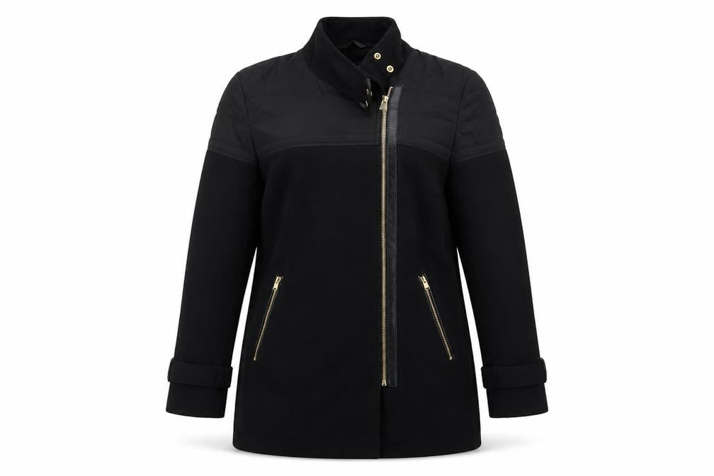 Womens UK Size 12 George Black Biker Coat
