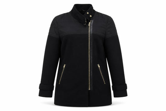 Womens UK Size 12 George Black Biker Coat