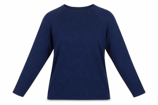 Front view of Instyle women’s blue crew neck polyester jumper, size M