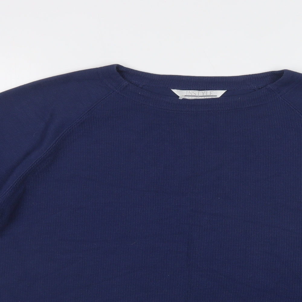 Instyle Womens Blue Crew Neck  Polyester Pullover Jumper Size M
