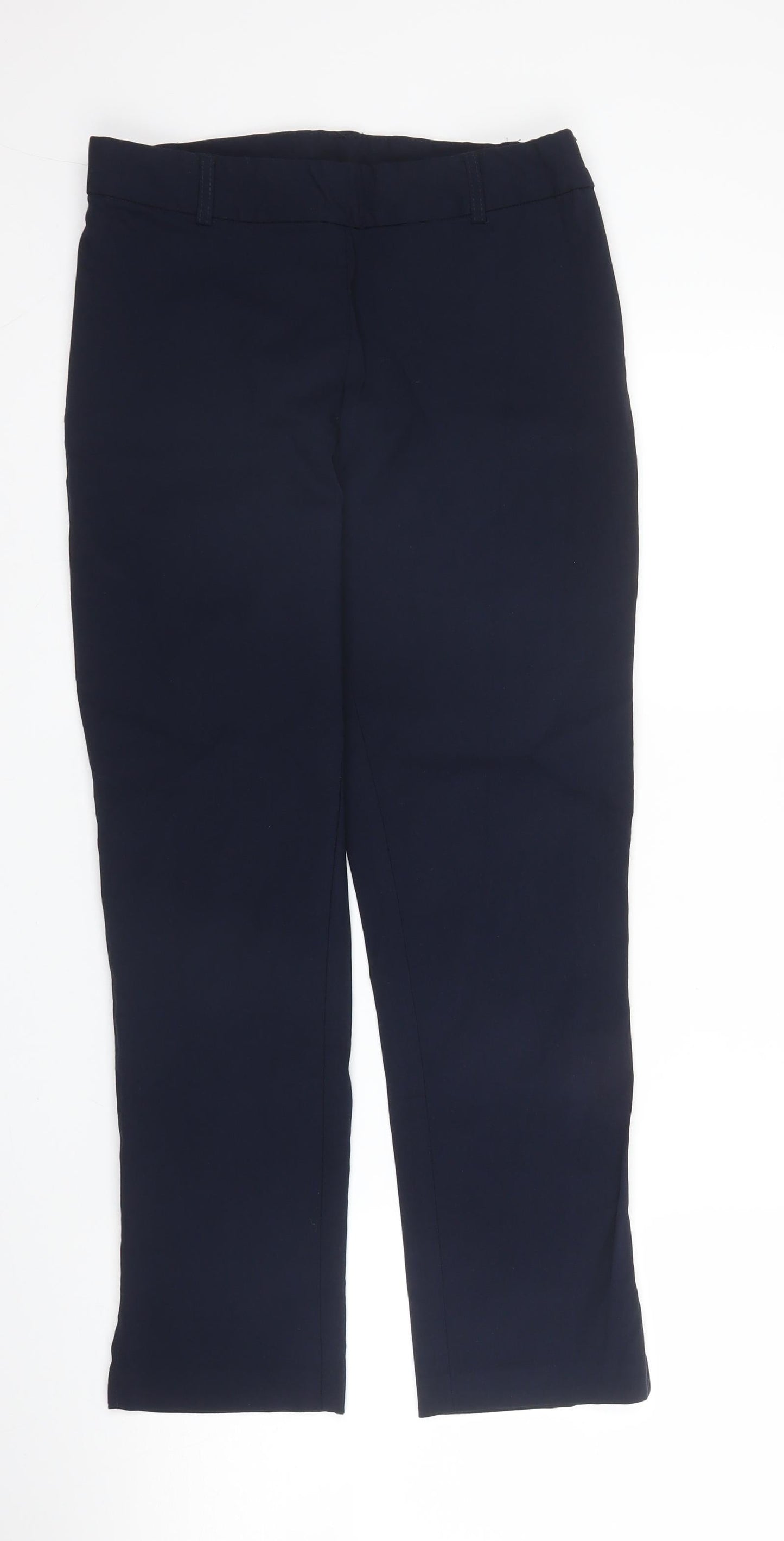 YAS Womens Blue  Viscose Pedal Pusher Trousers Size S L24 in Regular Zip
