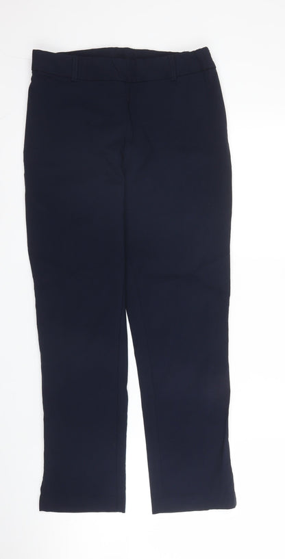 YAS Womens Blue  Viscose Pedal Pusher Trousers Size S L24 in Regular Zip