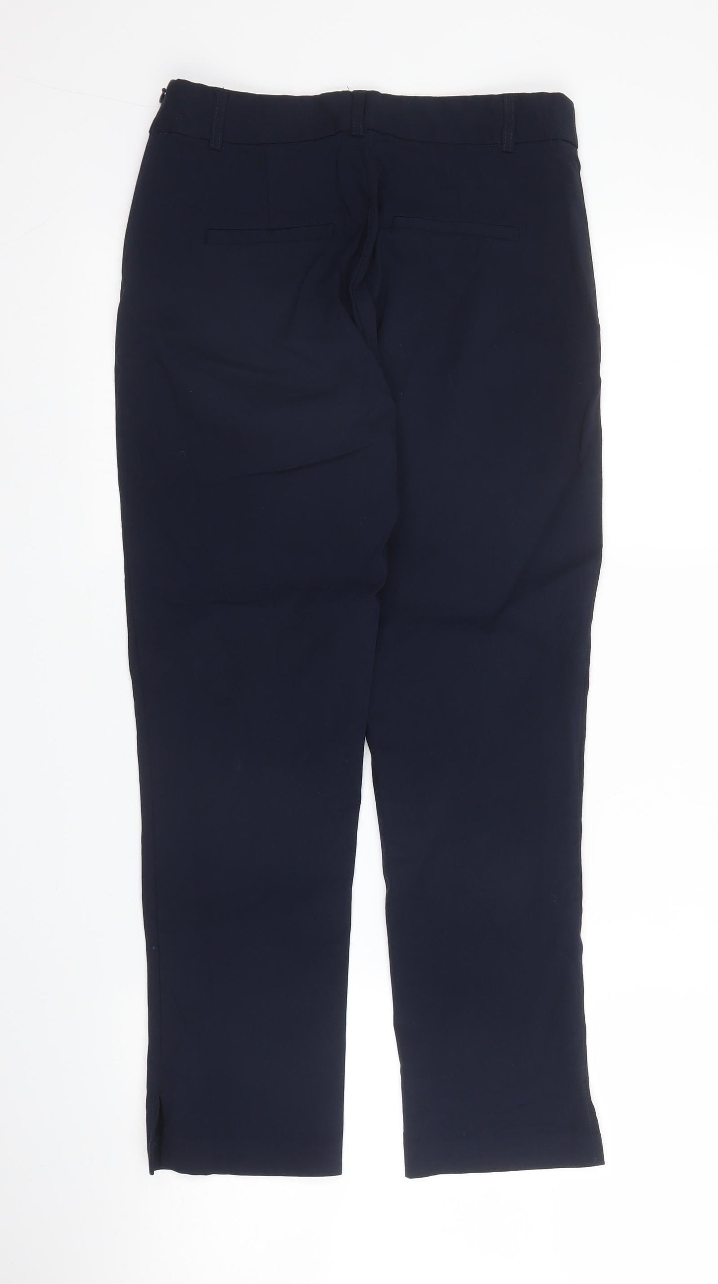 YAS Womens Blue  Viscose Pedal Pusher Trousers Size S L24 in Regular Zip