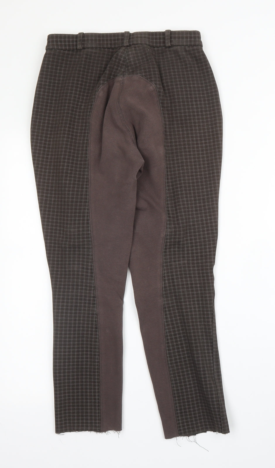 HY Womens Brown Check Cotton Capri Trousers Size 26 in L23 in Regular Zip