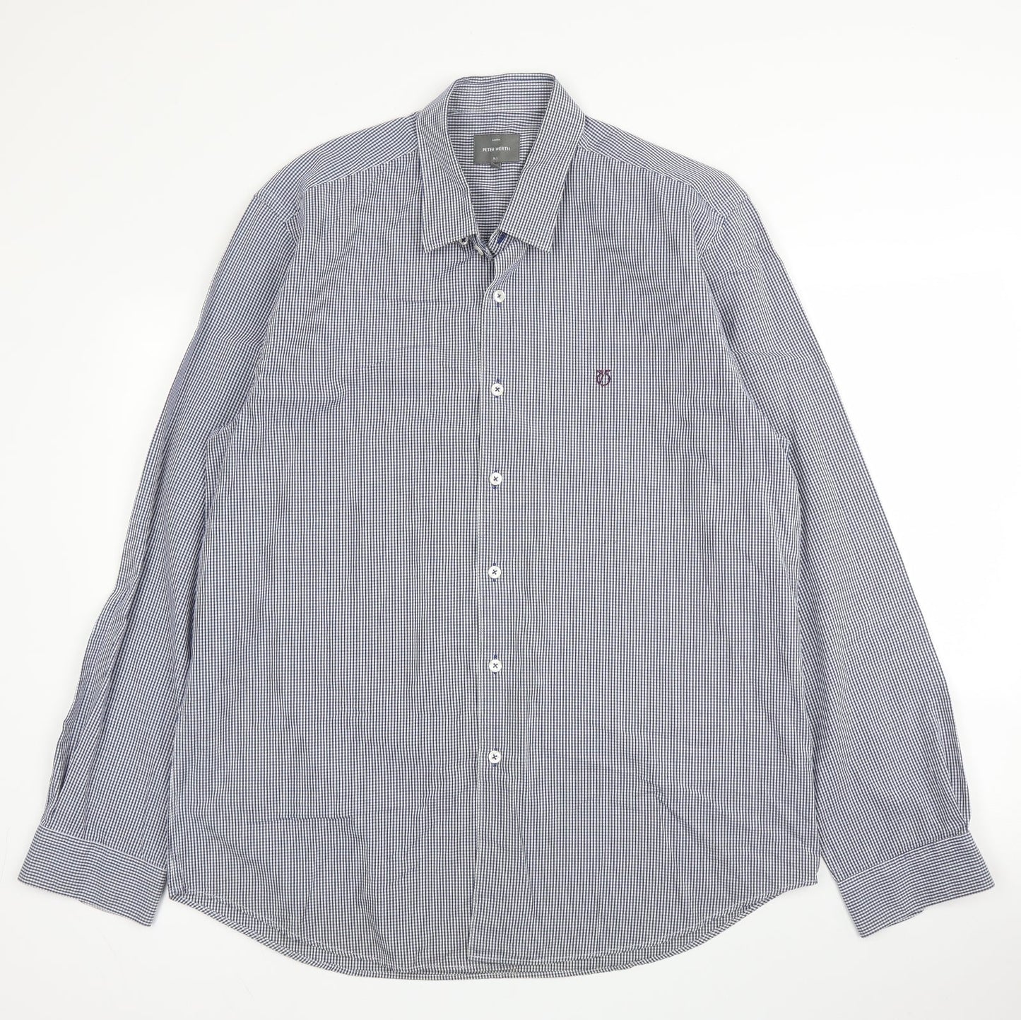 Mens UK Size 2XL Peter Worth Blue  Button-Up Long Sleeve Casual Shirt