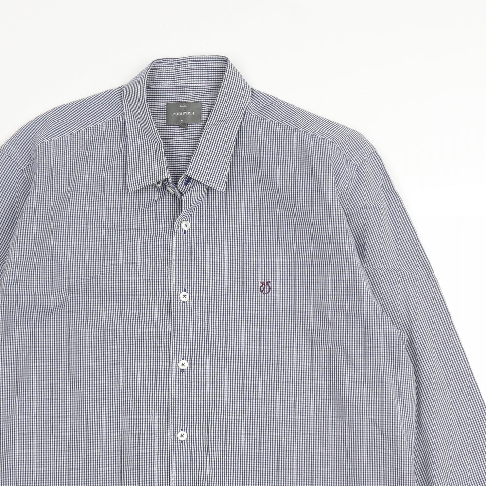 Mens UK Size 2XL Peter Worth Blue  Button-Up Long Sleeve Casual Shirt
