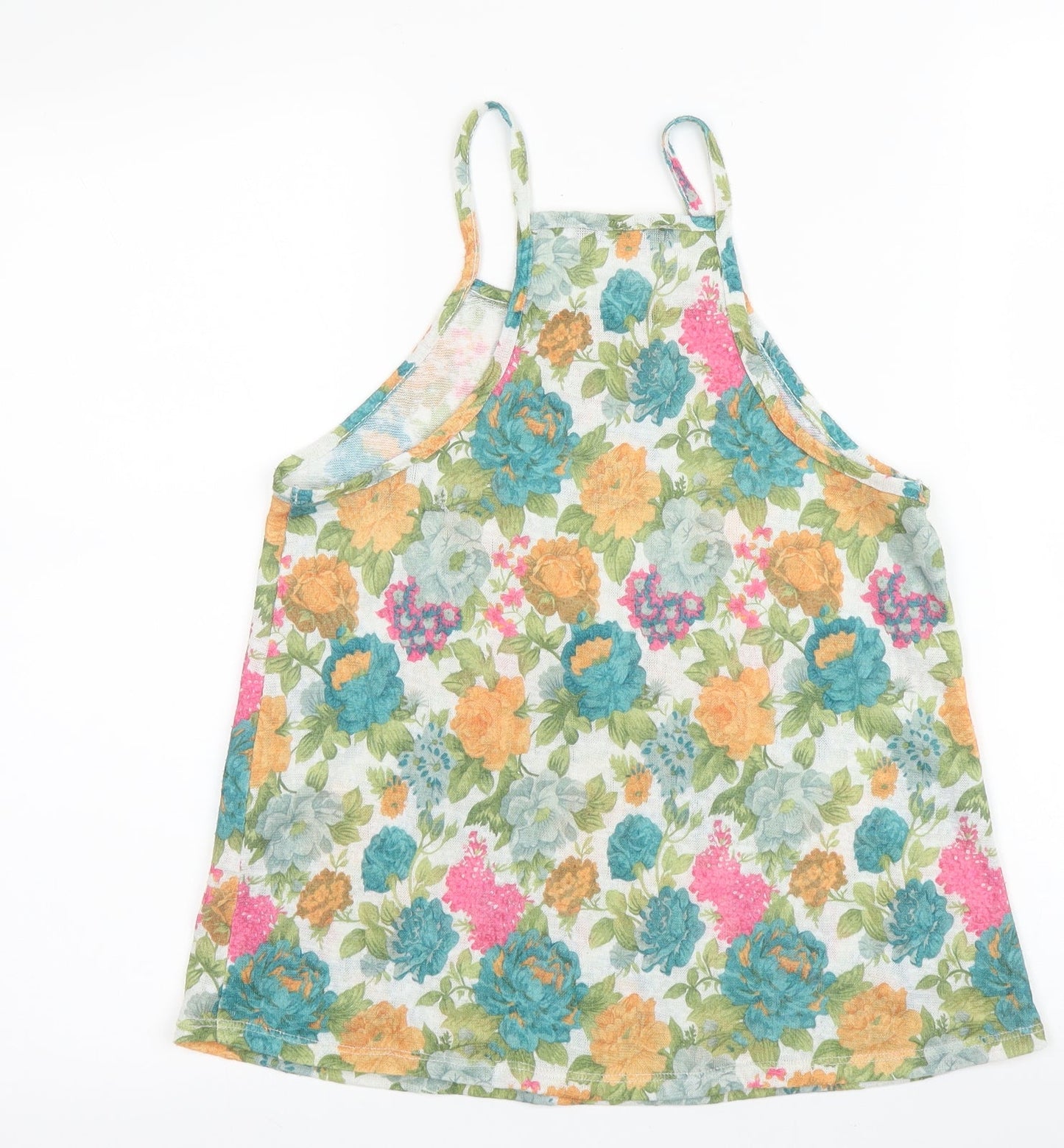 Primark Womens Green Floral Polyester Camisole Blouse Size 6 Round Neck