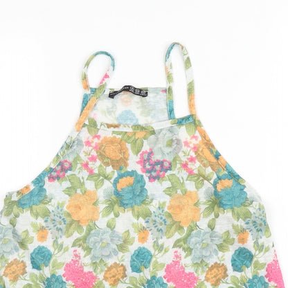 Primark Womens Green Floral Polyester Camisole Blouse Size 6 Round Neck