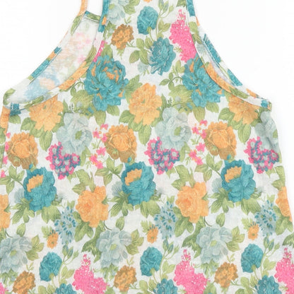 Primark Womens Green Floral Polyester Camisole Blouse Size 6 Round Neck
