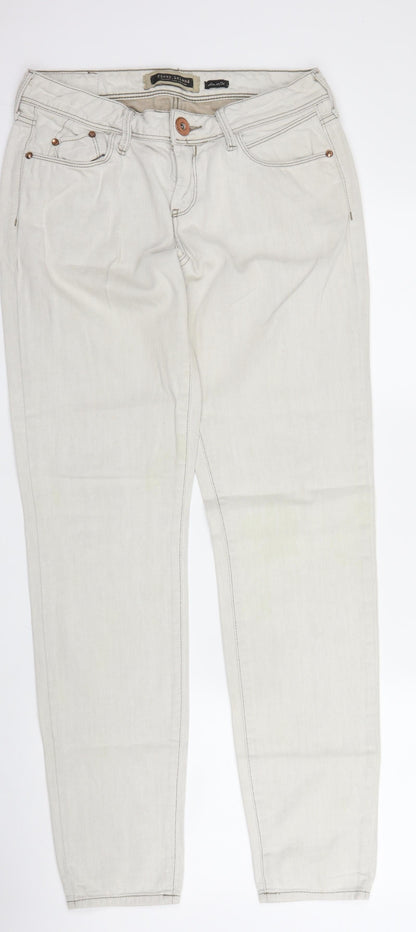 River Island Womens Beige  Cotton Tapered Jeans Size 10 L30 in Regular Zip