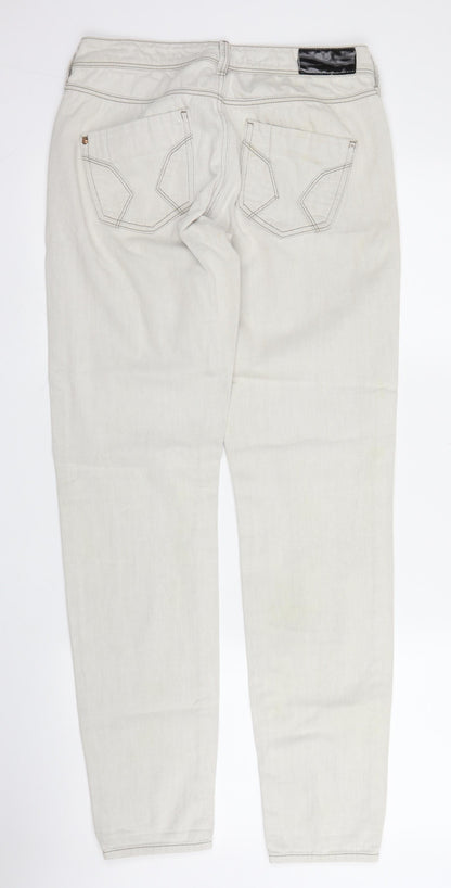 River Island Womens Beige  Cotton Tapered Jeans Size 10 L30 in Regular Zip