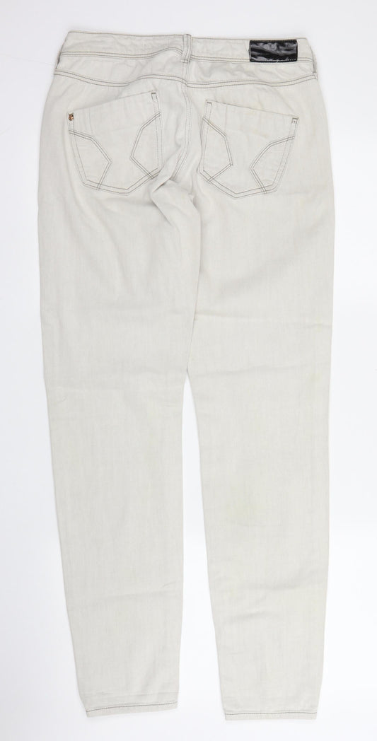 River Island Womens Beige  Cotton Tapered Jeans Size 10 L30 in Regular Zip