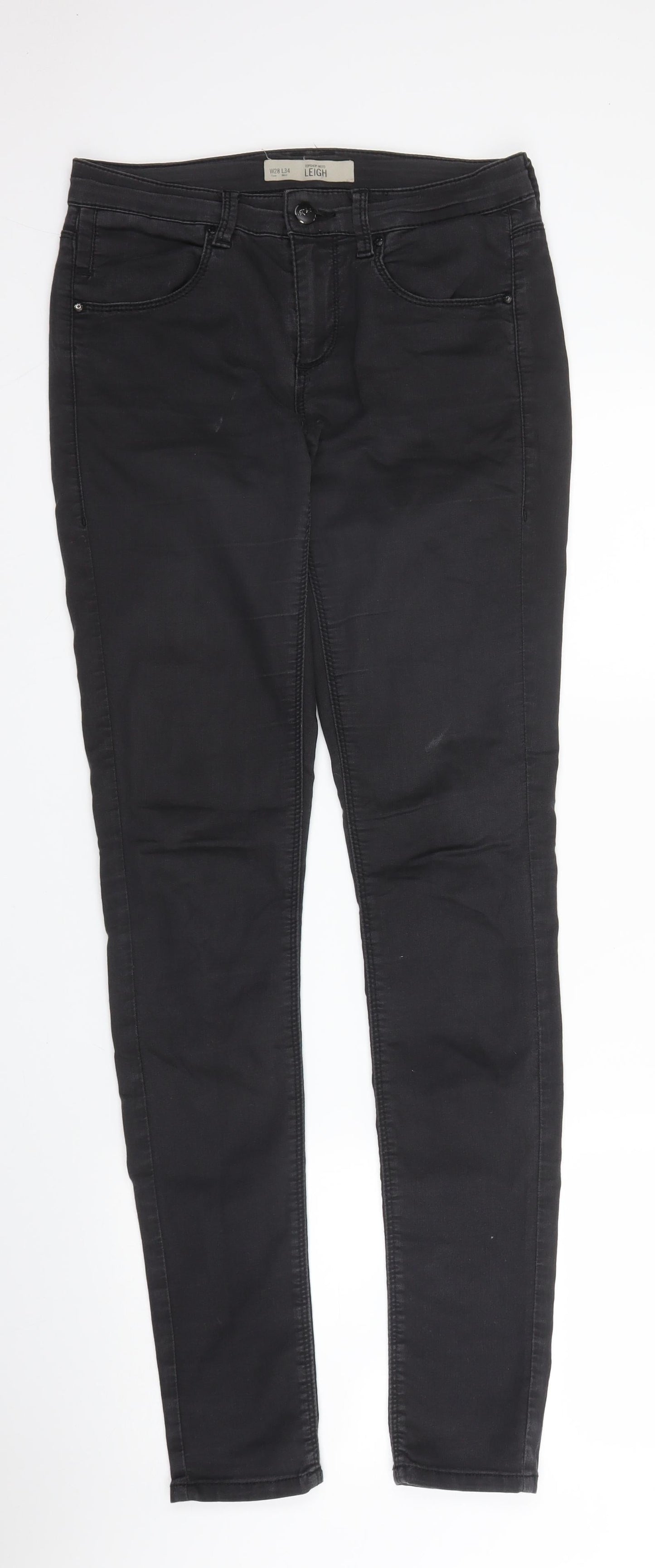 Topshop Womens Black  Cotton Skinny Jeans Size 28 in L32 in Regular Zip
