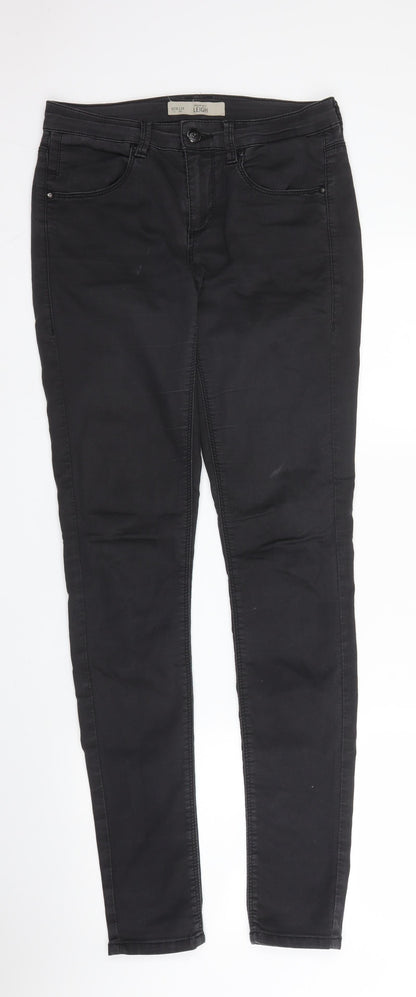 Topshop Womens Black  Cotton Skinny Jeans Size 28 in L32 in Regular Zip