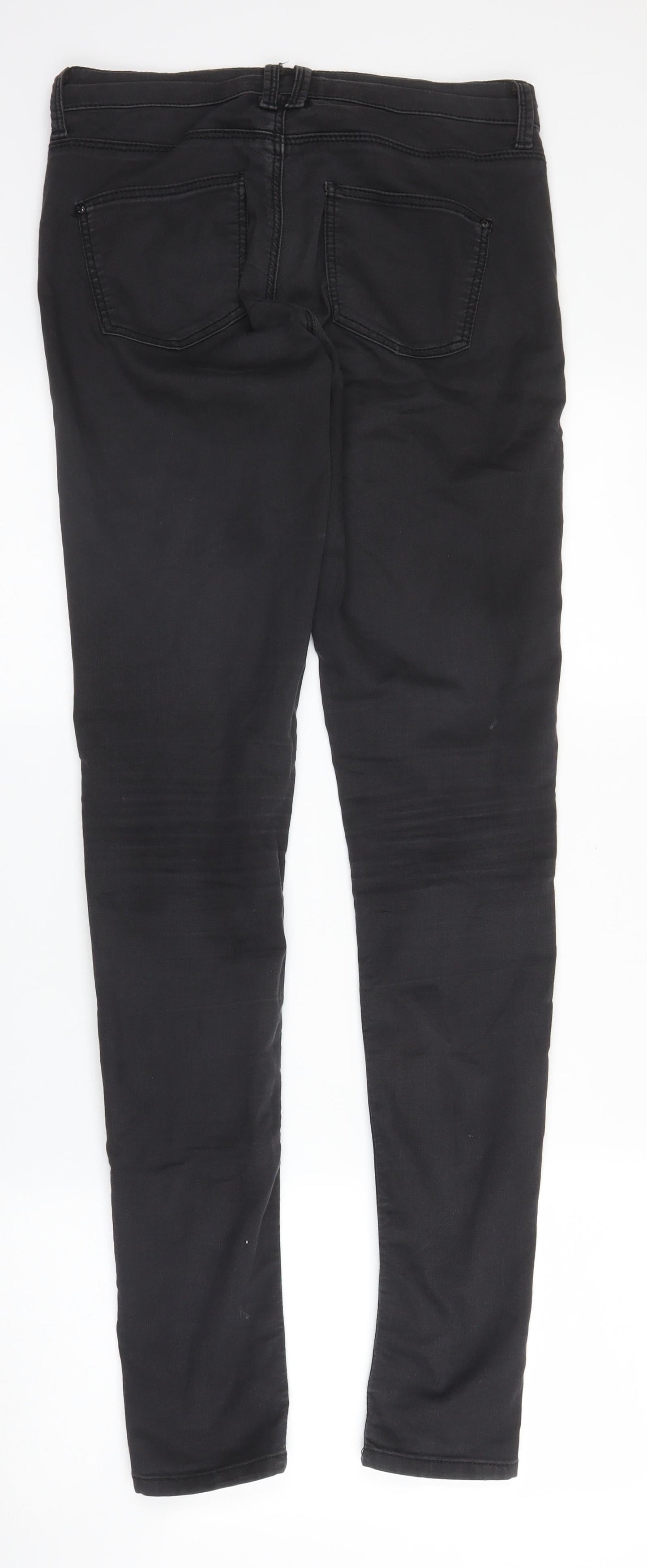 Topshop Womens Black  Cotton Skinny Jeans Size 28 in L32 in Regular Zip