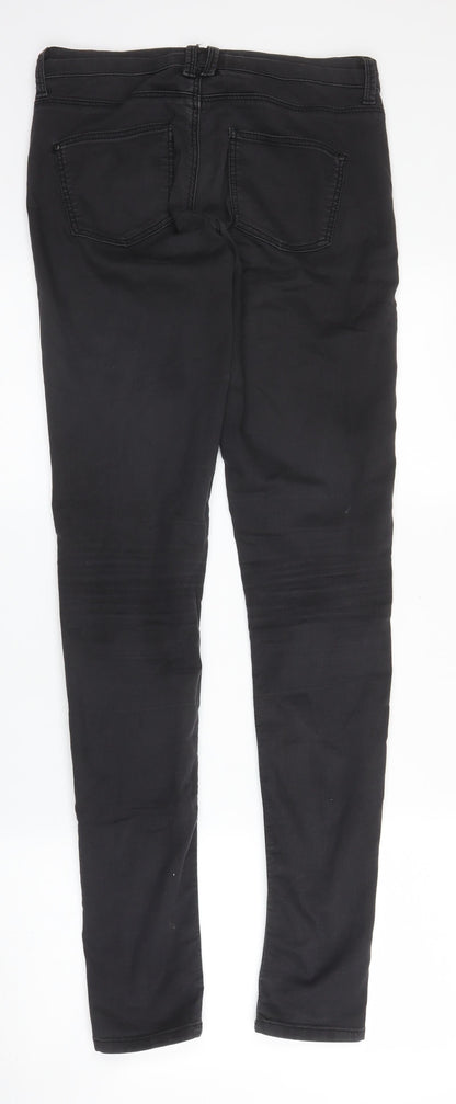 Topshop Womens Black  Cotton Skinny Jeans Size 28 in L32 in Regular Zip