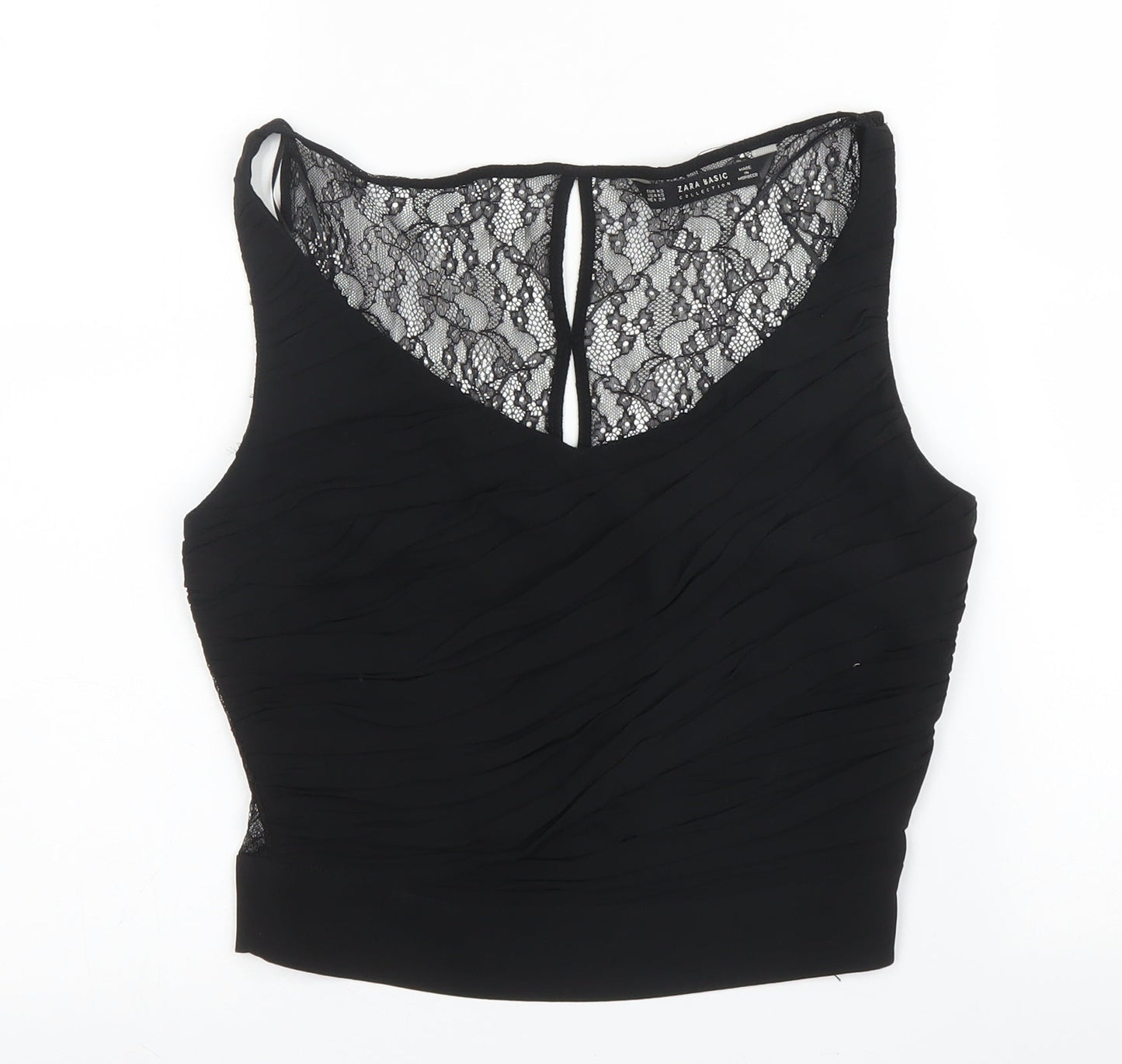 Womens UK Size XS Zara Black Basic Blouse