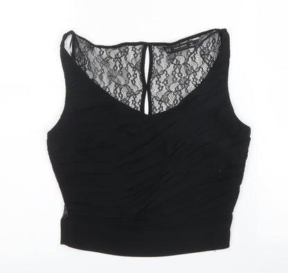 Womens UK Size XS Zara Black Basic Blouse