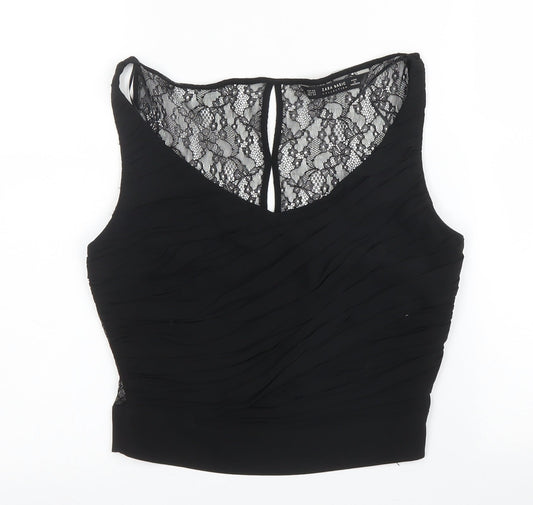 Womens UK Size XS Zara Black Basic Blouse