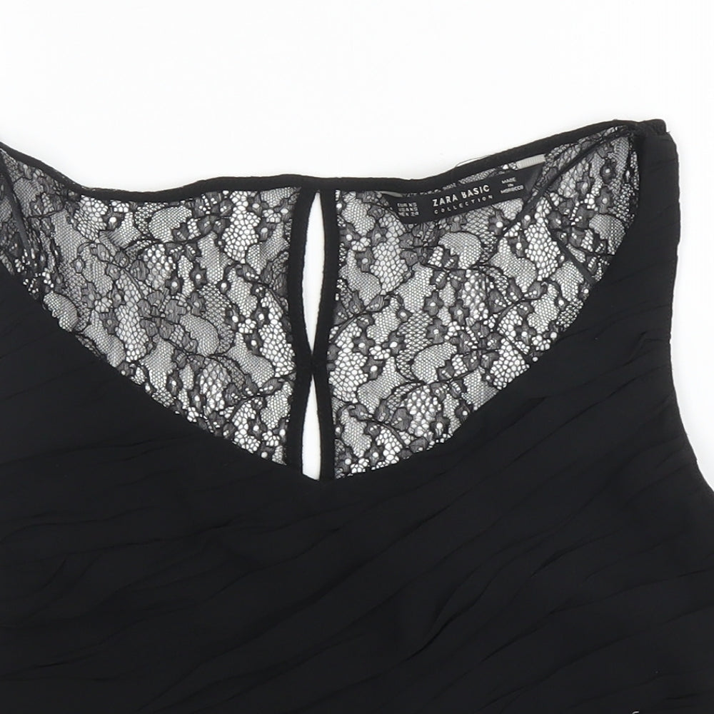 Womens UK Size XS Zara Black Basic Blouse