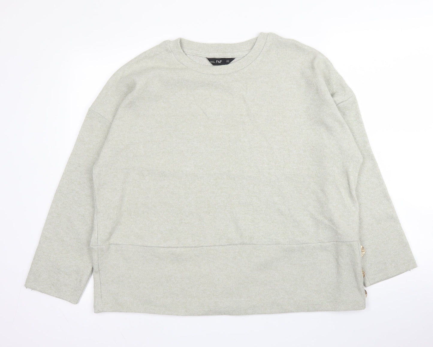 F&F Womens Green Round Neck  Viscose Pullover Jumper Size 14