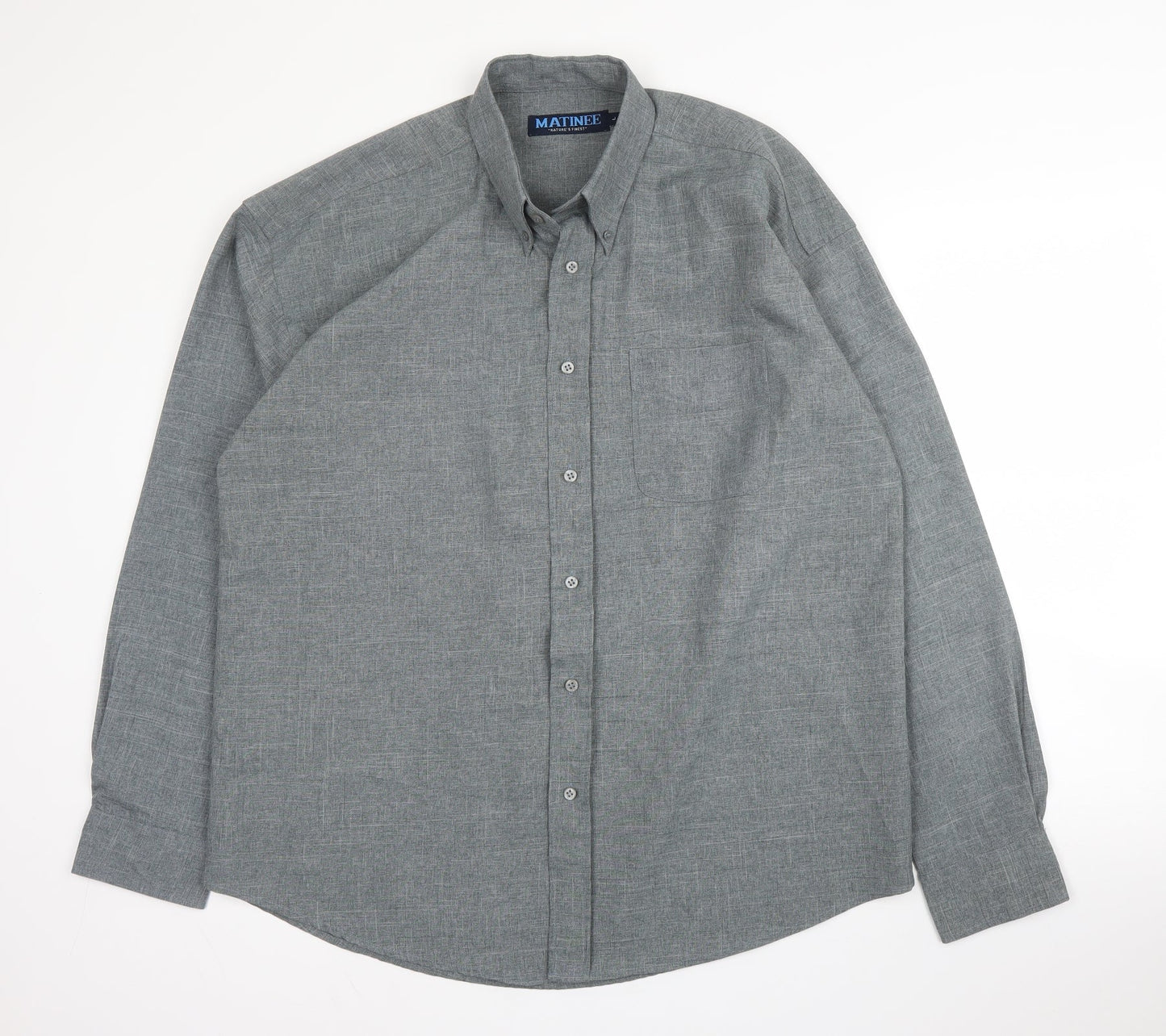 Mens UK Size L Matinee Grey  Button-Up Long Sleeve Casual Shirt