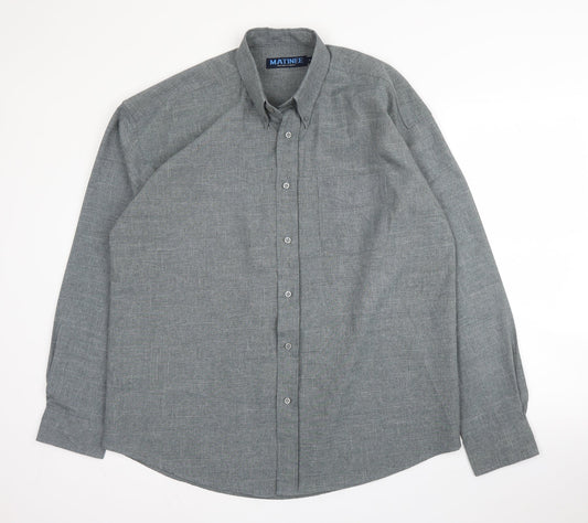Mens UK Size L Matinee Grey  Button-Up Long Sleeve Casual Shirt