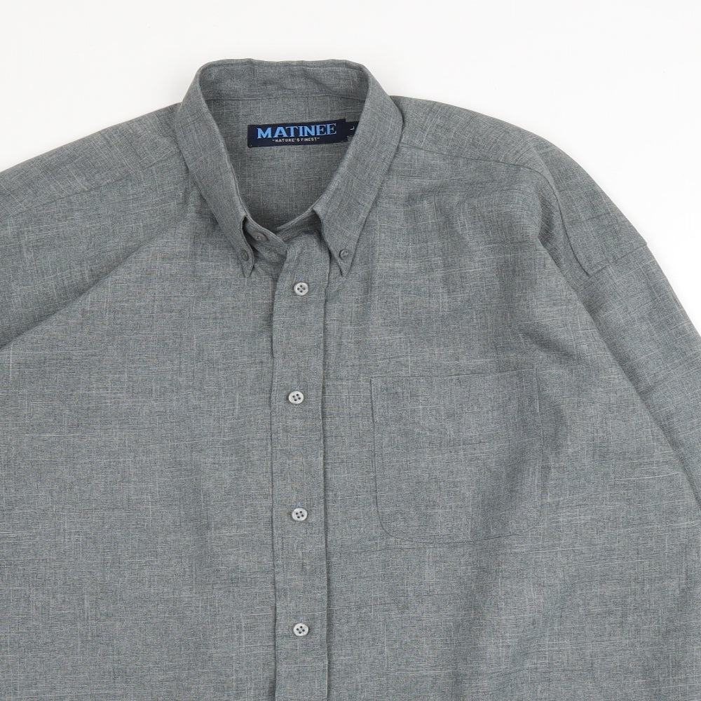 Mens UK Size L Matinee Grey  Button-Up Long Sleeve Casual Shirt