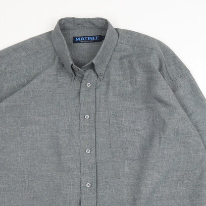 Mens UK Size L Matinee Grey  Button-Up Long Sleeve Casual Shirt