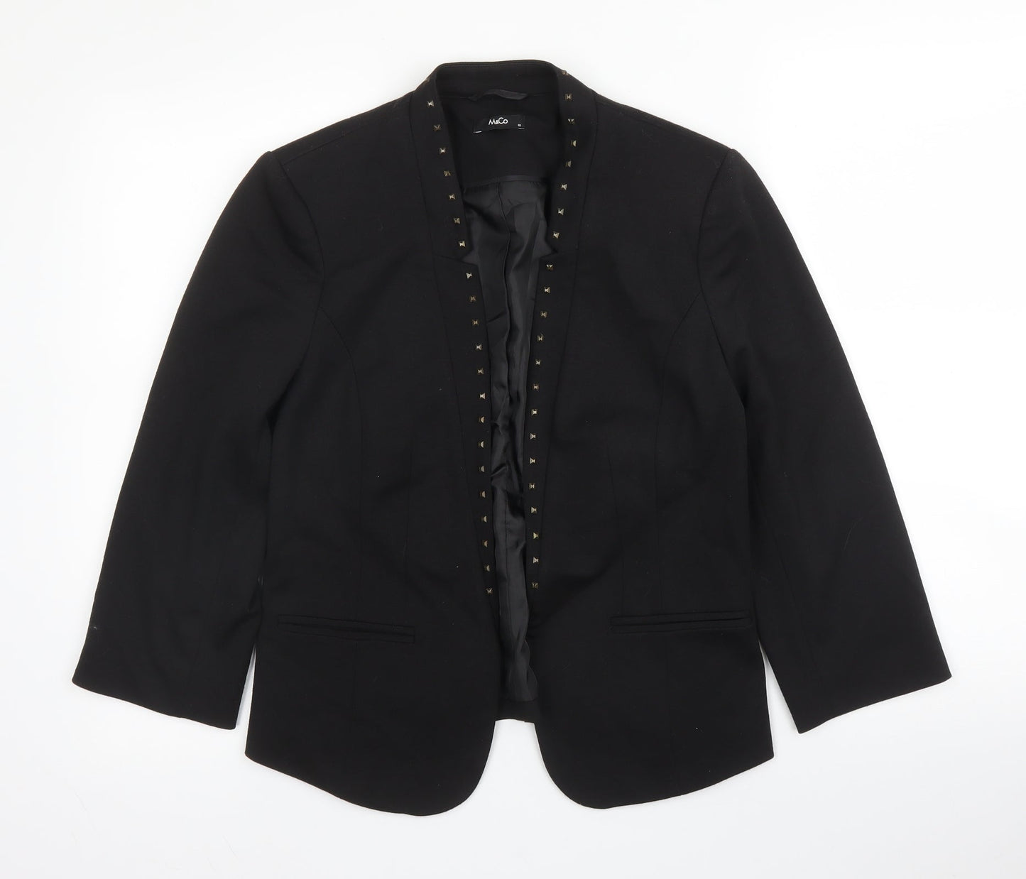 M&Co Womens Black  Viscose Jacket Blazer Size 10