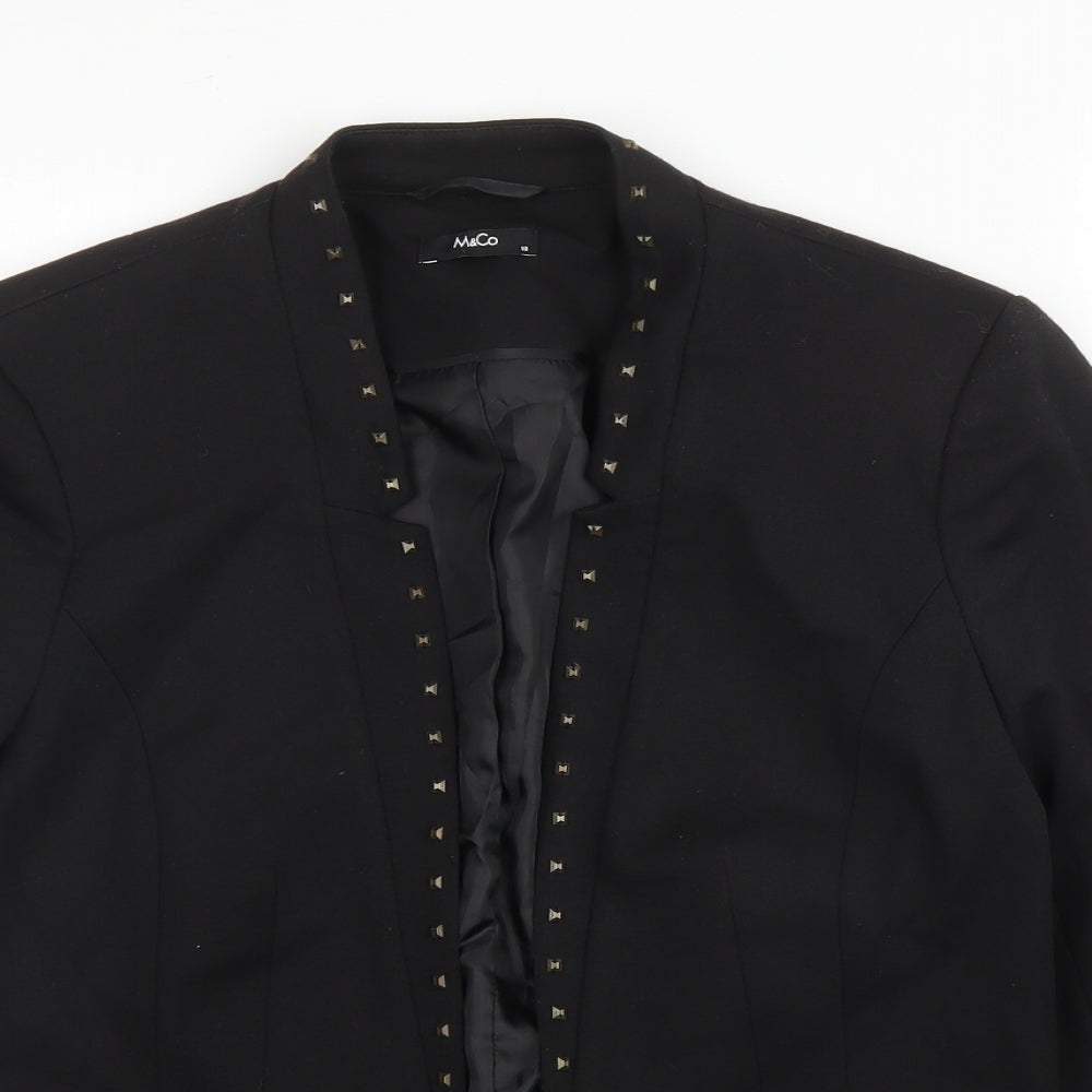 M&Co Womens Black  Viscose Jacket Blazer Size 10