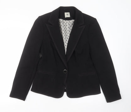 TU Womens Black Striped Polyester Jacket Blazer Size 14