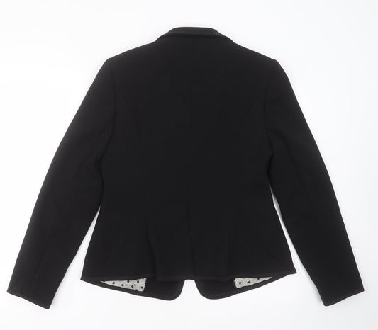 TU Womens Black Striped Polyester Jacket Blazer Size 14